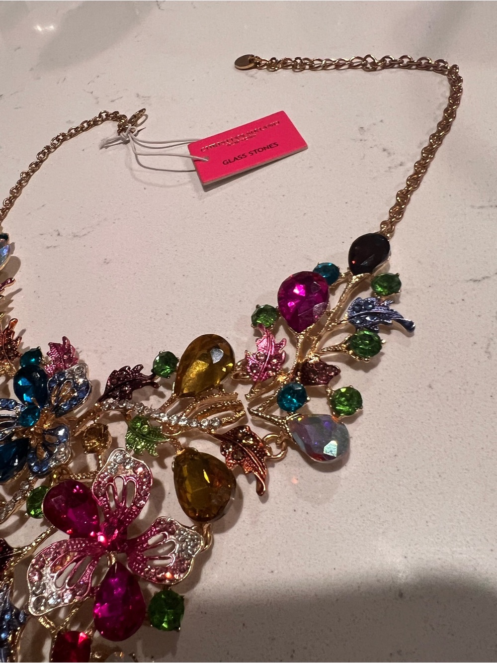 Christian Siriano Multicolor Floral Crystal Bib Necklace - Picture 15 of 15